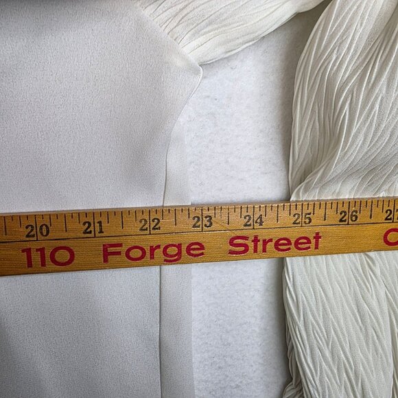 80s Susan Bristol Size 16 Pleated Collar Blouse Long Puff Sleeves Flowy Romantic - Picture 9 of 12